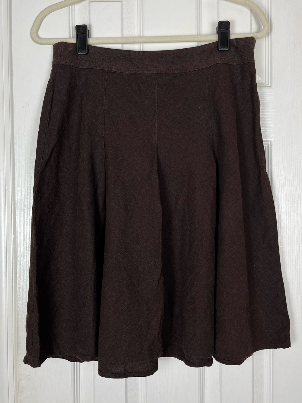 Christopher & Banks Linen Rayon Below Knee Pleated A-Line Flare Skirt Sz 10